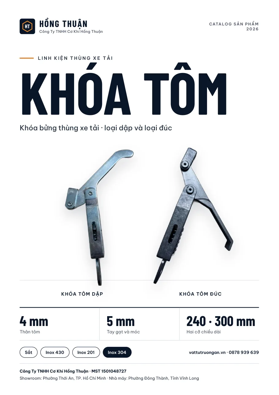 Bìa catalog khóa tôm Hồng Thuận 2026 — khóa tôm dập và khóa tôm đúc