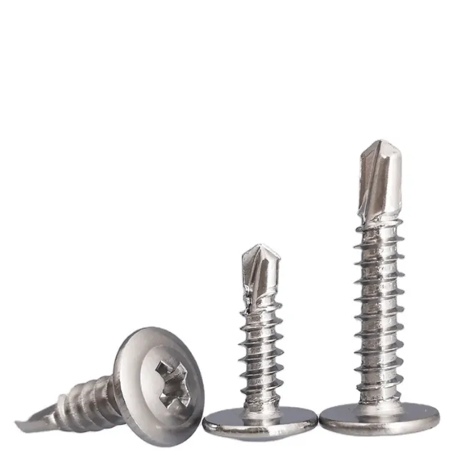 Vít bắn tôn đầu dù inox nhìn nghiêng, mũi khoan đuôi cá