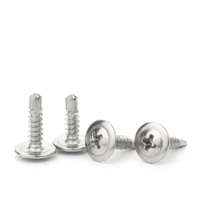 Vít đầu dù tự khoan inox cỡ ngắn, mặt đầu rộng